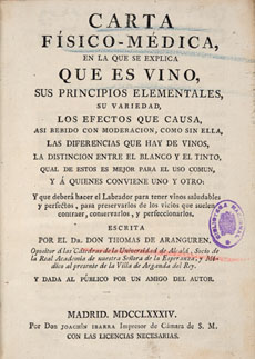 Carta físico-médica, en la que se explica que es vino