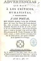 Advertencias que hace a los críticos humanistas...(1787)