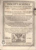 Disceptaciones sobre los privilegios en lo espiritual...(1727)