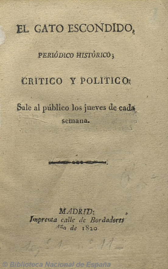 El gato escondido, 1820