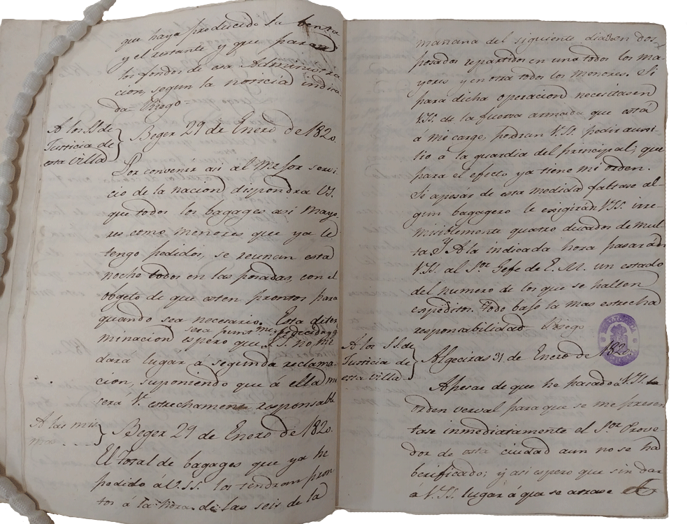 Mss/20270/211: Riego, Rafael del 1784-1823. Correspondencia seguida con todas las autoridades. Da principio en 27 de Enero de 1820