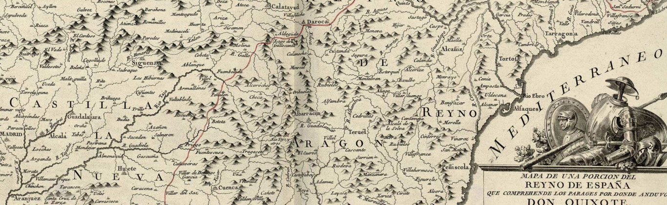 Mapa de una Porcion del Reyno de España que Comprehende los Parages por Donde Anduvo Don Quixote y los Sitios de sus Aventuras