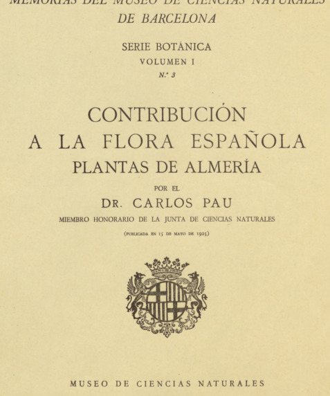 Portada del libro contribución a la flora española plantas de Almería