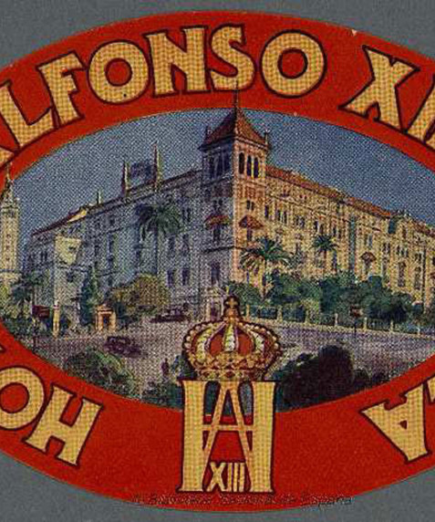 [Colección de etiquetas de hoteles de Sevilla]