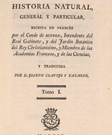 Portada Historia natural, general y particular