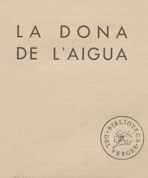 Portada de La dona de l'aigua