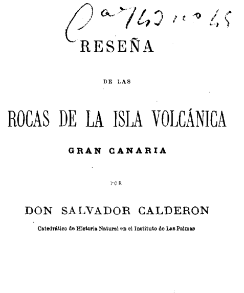 Portada Reseña de las rocas de la isla volcánica Gran Canaria 