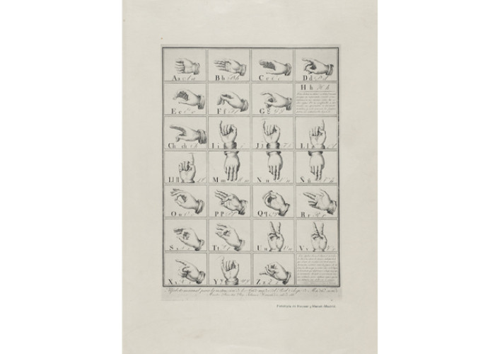 Alfabeto manual para la instrucción de los sordos del Real Colegio de Madrid / Hauser y Menet (1851). BNE INVENT/47114
