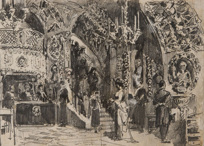 Dibujo del Cementerio de la iglesia romana de Santa María de la Oración y la Muerte. DIB/18/1/10084