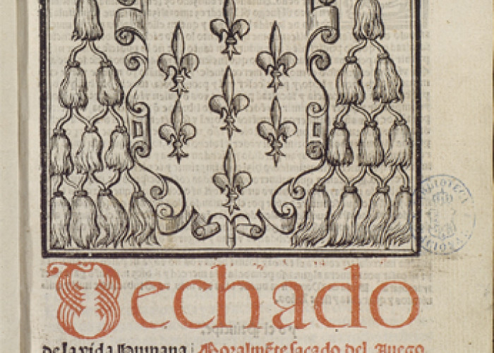 Dechado de la vida humana : moralme[n]te sacado del iuego del Axedrez / Jacobus de Cessolis. 1549, R/10389, BNE