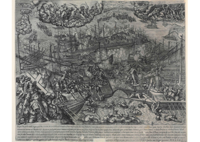 Batalla de Lepanto de Giovanni Battista Cavalieri (1525-1601). BNE, INVENT/14727