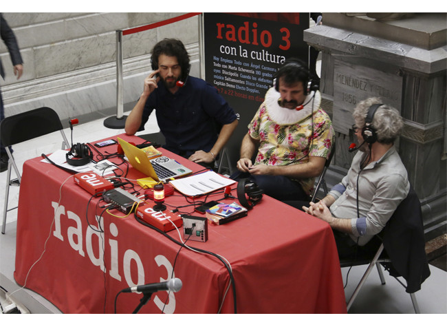 Día del Libro 2018  Guille Galván (Vetusta Morla), Abraham Boba (León Benavente) y Ángel Carmona en 