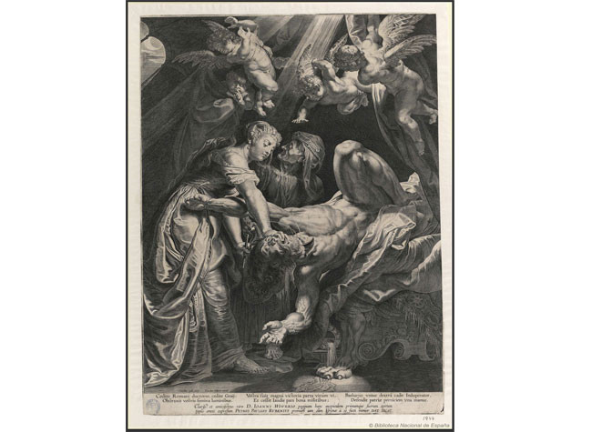 Judith cortando la cabeza de Holofernes de Cornelis Galle y Carel Collaert (entre 1595 y 1655 ) BNE, Invent/1944
