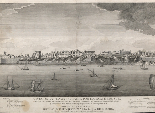 Francisco de Paula Martí. Vista de la plaza de Cádiz, grabado. Biblioteca Nacional de España