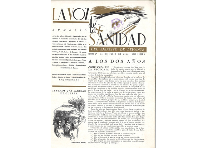 Ilustración de Buero Vallejo en La voz de la sanidad (1937-1938)