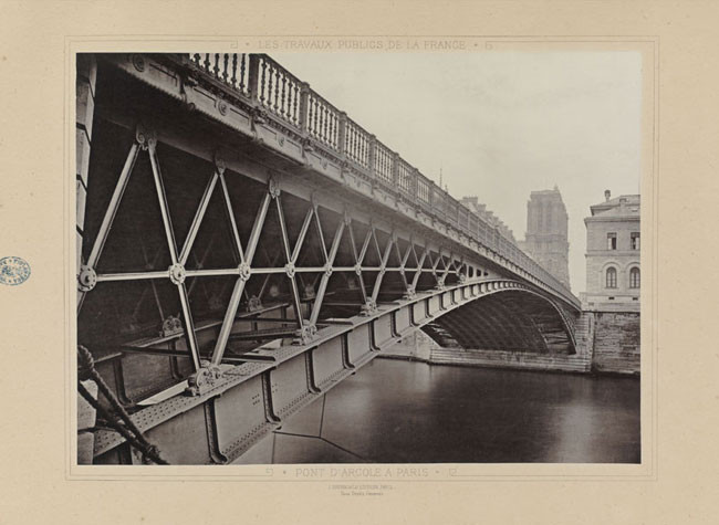 Le pont d’Arcole, del álbum Les travaux Publics de la France de Léonce Reynaud , 1883. BNE, BA/1485