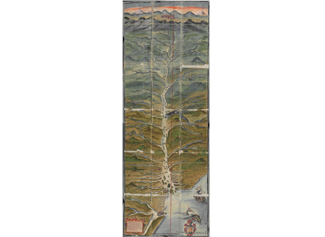 Mapa del río Amazonas y su cuenca desde Quito hasta la desembocadura en el mar; Martín de Saavedra y Guzmán, BNE, 1639