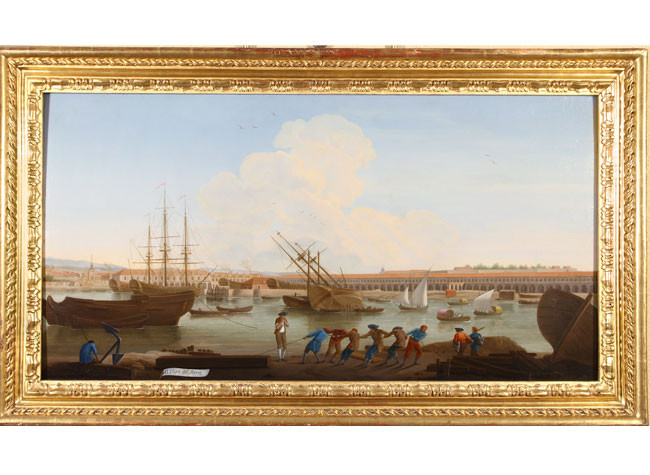 Mariano Sánchez, El dique de El Ferrol, óleo, h. 1795. COLECCIONES REALES. PATRIMONIO NACIONAL.