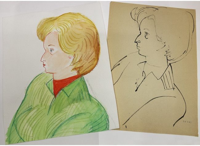 Retrato de familia: apunte o boceto (1961) y obra final