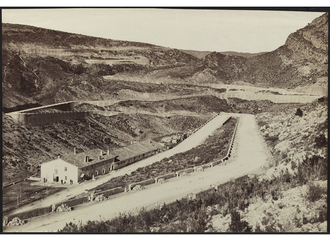 José Martínez Sánchez (1808-1874). Paso del Cabriel. Carretera de Madrid a Valencia por las Cabrillas, ca. 1867. Biblioteca Nacional de España, 17/10/3