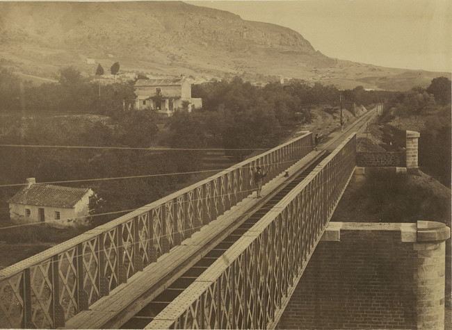 José Spreafico - Puente de pizarra del FFCC de Málaga a Bobadilla, 1863?. Biblioteca Nacional de España, 17/204/17