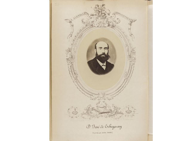 Retrato de José Echegaray y Eizaguirre, Suárez, José (1869). BNE 17/181 (Lám.20)