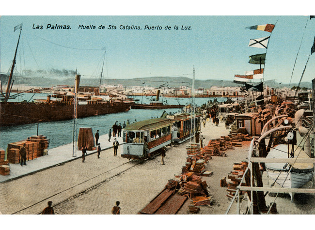 Vistas de Canarias, Las Palmas, Muelle de Sta Catalina, Puerto de la Luz. Biblioteca Nacional de España, 17/TP/603