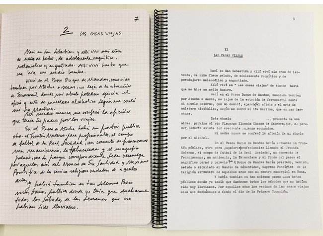 Texto manuscrito y mecanografiado de 