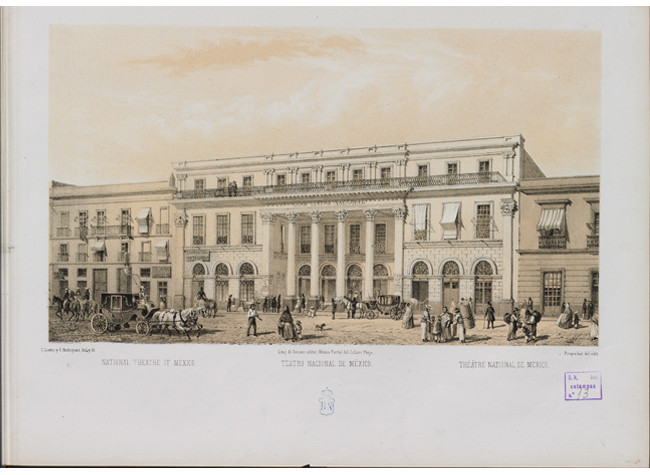 Teatro Nacional de México. Litografía de Decaen (entre 1855 y 1857). BNE ER/2400(13)