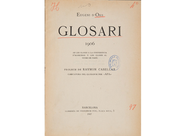 Eugenio dOrs, Glosari 1906. BNE, 7/5111