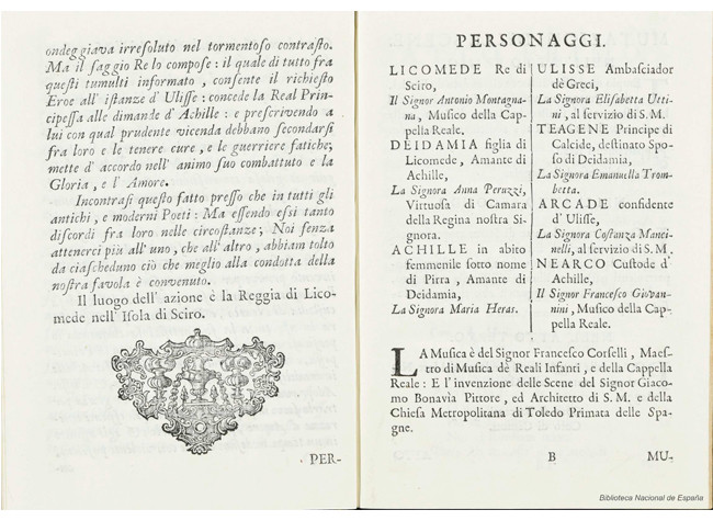 Achille in Sciro: opera drammatica. Metastasio, Pietro 1698-1782. nella stamperia di Antonio Sanz, 1744 (T/33004)