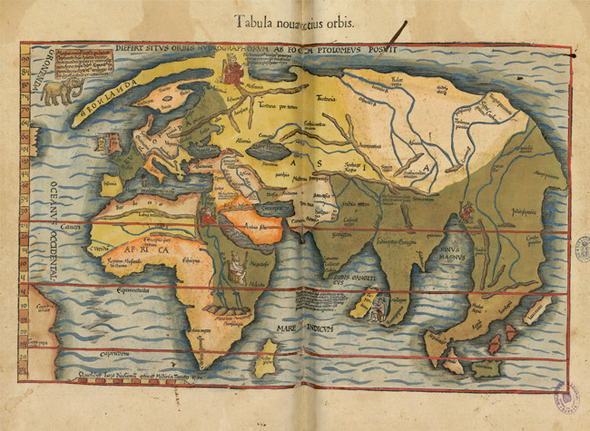 Claudii Ptolemaei Alexandrini Geographicae Enarrationis; Claudio Ptolomeo, edición de Miguel Servet, BNE, 1541