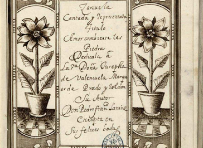 Amor convierte las piedras. Pedro Francisco Lalini y Sagredo. S XVII, Res/170, BNE
