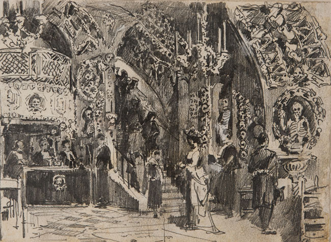 Dibujo del Cementerio de la iglesia romana de Santa María de la Oración y la Muerte. DIB/18/1/10084