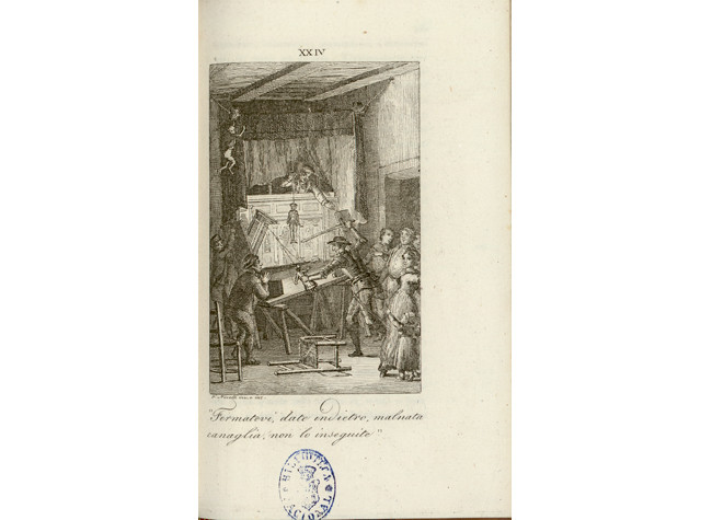 Lámina XXIV de Lingegnoso cittadino Don Chisciotte della Mancia opera di Michele di Cervantes Saavedra. CERV/231