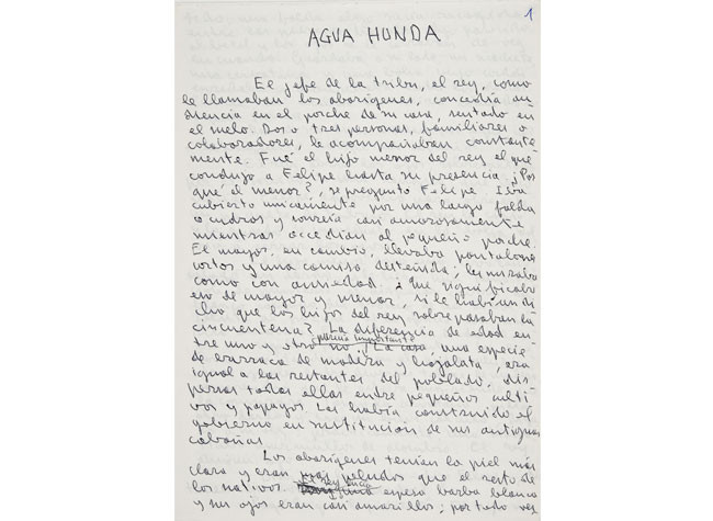 Cuaderno de notas del capítulo Agua honda de la obra Mzungo (1996). Archivo personal de Luis Goytisolo. BNE