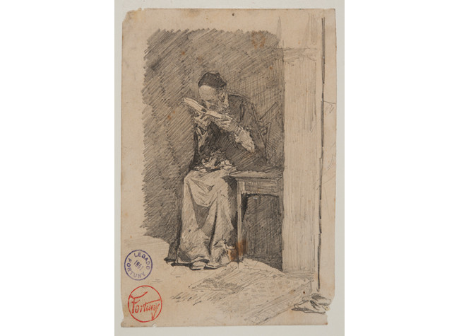 Fortuny, Mariano (1838-1874) . [Rabino leyendo] [Material gráfico] . [Entre 1862 y 1872]. BNE, Dib/18/1/5704