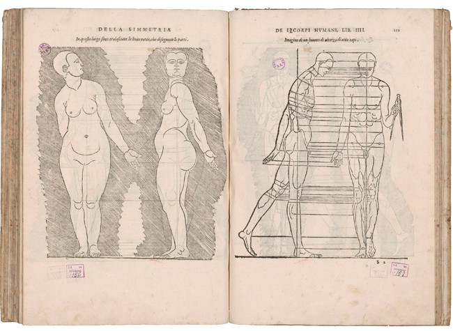 Anónimo italiano. Venecia s. XVI. DI ALBERTO DVRERO...DELLA SIMMETRIA dei corpi humani. BNE ER/1005 (ILUSTRACIONES)
