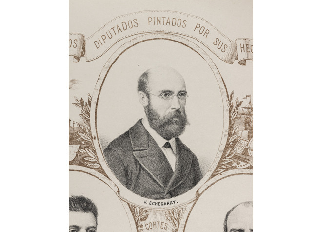Retrato de José Echegaray, Llanta y Guerin, Santiago (1869). BNE ER/362(Pág.99)
