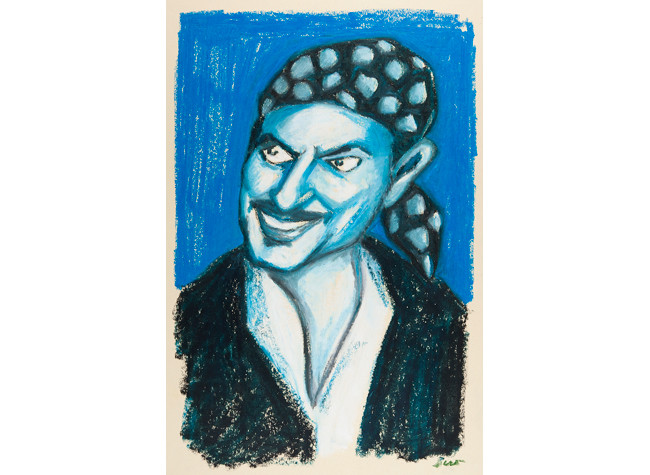 Siro López Lorenzo: caricatura de Espartaco Santoni. Biblioteca Nacional de España