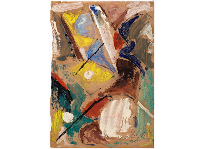 Esteban Lisa, Juego con líneas y colores,  26/12/1955. Óleo sobre papel, 35 x 24,3 cm. ©2013 Foto Gonzalo de la Serna