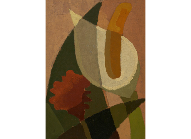 Esteban Lisa,  Composición (Cala y flor), c. 1935. Óleo sobre cartón, 30,2 x 23 cm. ©2013 Foto Gonzalo de la Serna
