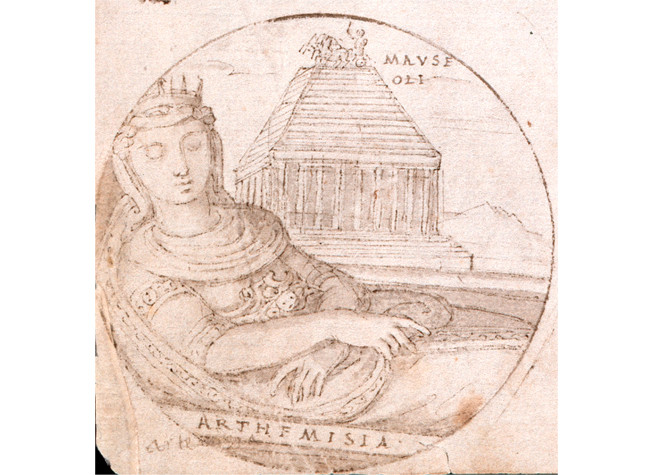 Artemisa y el Mausoleo de Halicarnaso, en De aetatibus mundi imagines (1545-1573), BNE, Francisco de Holanda