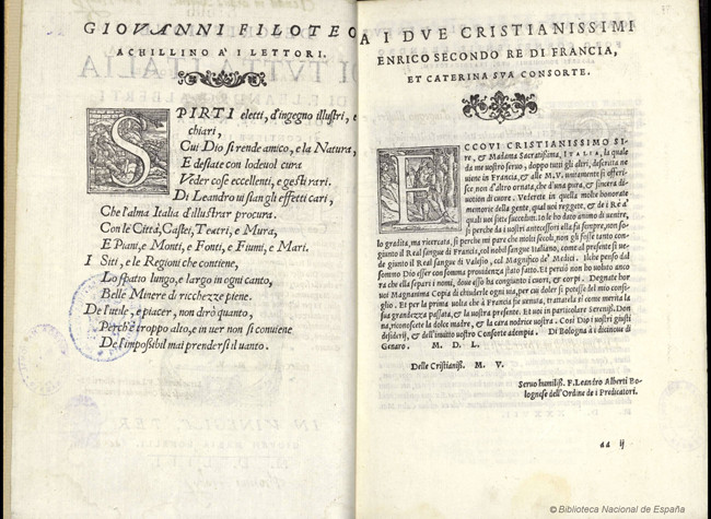 Descrittione di tutta Italia di F. Leandro Alberti Bolognese, 1553. BNE, GMM/90
