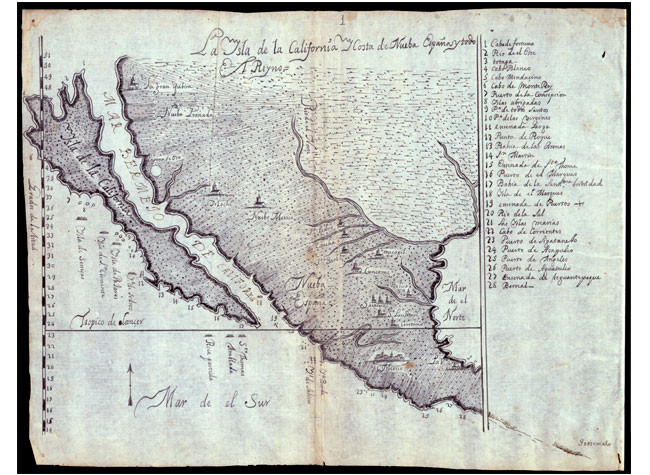Queiros, Pedro Fernandes de- [et al.], [Derroteros de las costas del Pacífico desde California hasta el estrecho de Magallanes], 1699?. BNE, GMG/1181