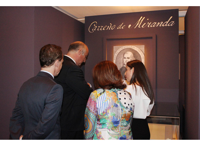 José Luis Colomer, Fernando Benzo, Ana Santos y Cristina Agüero en la inauguración de Carreño de Miranda. Dibujos