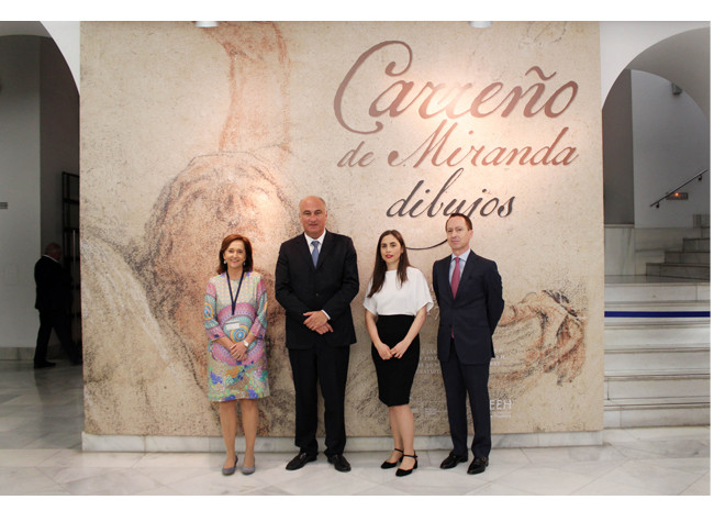 José Luis Colomer, Fernando Benzo, Ana Santos y Cristina Agüero en la inauguración de Carreño de Miranda. Dibujos
