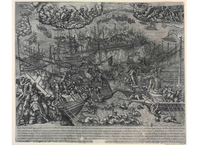 Batalla de Lepanto de Giovanni Battista Cavalieri (1525-1601). BNE, INVENT/14727