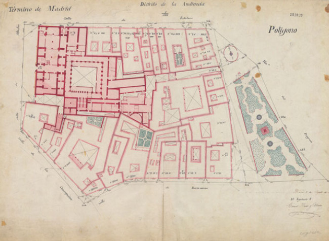 Conjunto de dependencias del Museo Nacional de la Trinidad y el Ministerio de Fomento c. 1870. Madrid, Instituto Geográfico Nacional