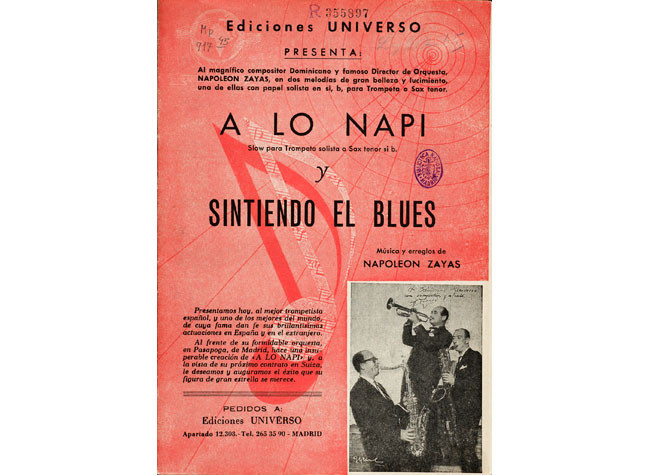 Napoleón Zayas - A lo napi : slow para trompeta ... ; Sientiendo el blues. Madrid, 1964. BNE MP/917/45